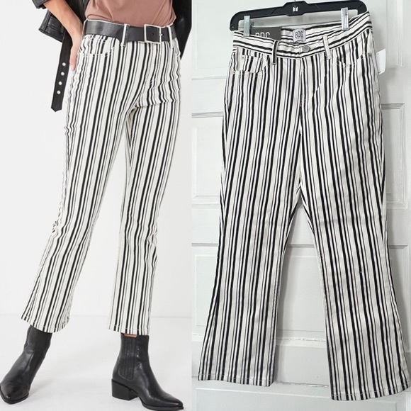 BDG kick flare high rise cropped 27 black white striped new nwt - Picture 1 of 12